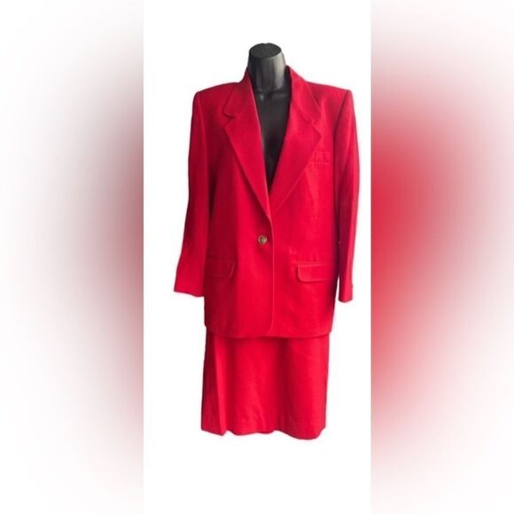 VTG | Talbots | Red Blazer and Skirt Suit 2 Piece - Picture 2 of 16